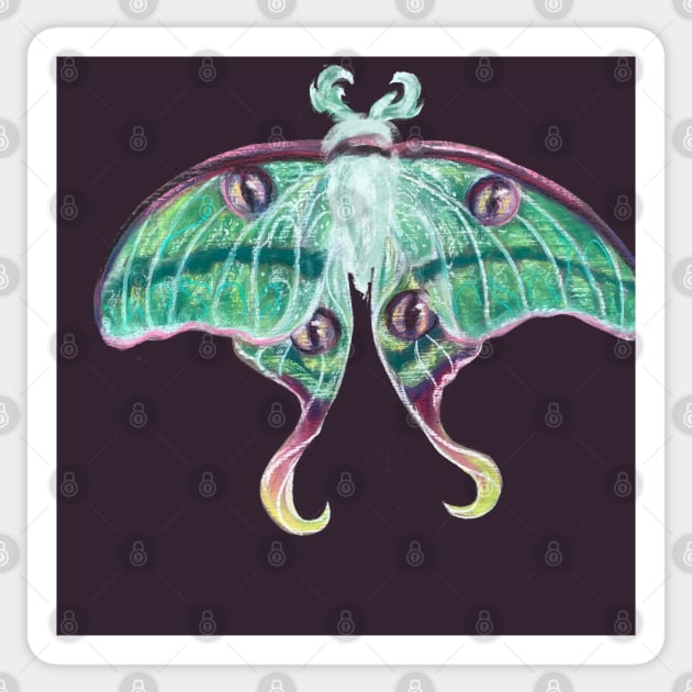 Chalk Luna Moth Sticker by Artsy Rew